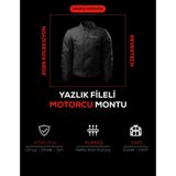 Siyah Yazlık Fileli Motosiklet Montu Korumalı Nefes Alan Hafif Mont + Buff ve Anahtarlık Hediyeli - 3XL