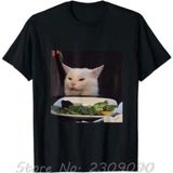 Siyah Yemek Masası Kedi Meme Komik Internet Bağırmak Karışık Hediye Siyah Yenı Yaz Ts - L