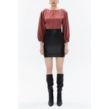 Siyah Yuksek Bel Mini Etek 81147 - 000-Siyah - 44