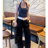 Siyah Yüksek Bel Rahat Kesim Bol Paça Pantolon MG2120