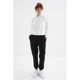 Siyah Yüksek Bel Şardonlu 3 İplik PamukluBasic Kadın Eşofman Alt - 94624 - 2XL
