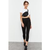 Siyah Yüksek Bel Slim Fit Dar Paça Kadın Kapri Tayt - 93097 | M