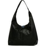 Siyah Yumuşak Dokulu Oval Maxi Boy Omuz Çantası - En:45 Cm Boy:32 Cm Genislik:12 Cm