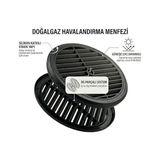 Siyah Yuvarlak Doğalgaz Cam Havalandırma Menfezi, Silikon Katkılı, İki Parçalı Sistem, UV Dayanıklı