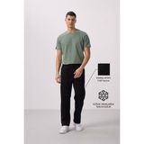 Siyah Yüzeyi Dokulu Standart Fit Palazzo Erkek Pantolon - 82171 - 2XL