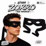 Siyah Zorro Göz Maskesi – Bağlamalı Parti Ve Kostüm Aksesuarı