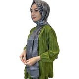 Siyane Scarf Pamuk Soft Şal, Geometrik Desen 01016 GRİ