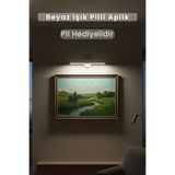 Siyempi Yapışkanlı 9V Pilli LED Beyaz Beyaz Işık Duvar Aplik Tablo Ayna Üstü Dekoratif Aydınlatma