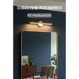 Siyempi Yapışkanlı 9V Pilli LED Beyaz Gün Işığı Duvar Aplik Tablo Ayna Üstü Dekoratif Aydınlatma