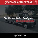 Siz Benim Neler Cektigimi Nerden Bileceksiniz Oto Kurtarici Cekici Yazilari - Arka Cam Uyumlu - Turkce Espirili Atarli Koyan Sozler