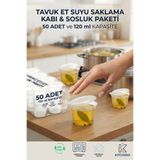 Sızdırmaz 120 ml 4 Oz Mini Saklama Kabı Sosluk Buzluk Et Kemik Suyu 50 Adet | Kitchera Home