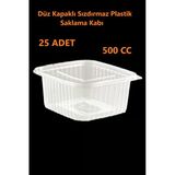 Sızdırmaz Düz Kapaklı Şeffaf Plastik Kap, 500 Cc Kapasiteli, 25 Adet, Gıda Saklama Ve Servis Kabı