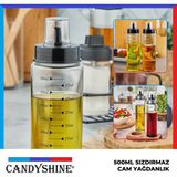 Sızdırmaz Premium Cam Yağlık Damlatmaz Şık Cam Yağdanlık Akıtmaz Lüx Cam Yağ Sirke Şişesi 500 ml