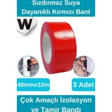 Sızdırmaz Suya Dayanıklı Kırmızı Renk Çok Amaçlı Tamir ve İzolasyon Bandı 10m 3 Adet
