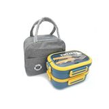 Sızdırmaz Termal Lunch Box Seti | Bölmeli Ve Çatal Kaşıklı, Sarı-Yeşil Renk