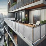 Size Ne Lazım 80 cm Yükseklik Gri Pvc Su Geçirmez Balkon Demiri Korkuluk Çit Branda - 80cm (Yükseklik) x 3.5m (En)
