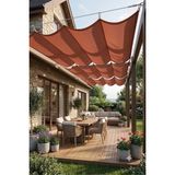 Size Ne Lazım Teleskopik Açılıp Kapanabilir Dalgalı Oxford Su Itici Kumaş Kiremit Gölgelik Tente Sistemi Veranda Pergola Güneşliği 2.5m x 9.5m - Tuğla Kırmızısı