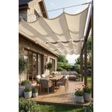 Size Ne Lazım Teleskopik Açılıp Kapanabilir Dalgalı Oxford Su Itici Kumaş Krem Gölgelik Tente Sistemi Veranda Pergola Güneşliği 2m x 18M