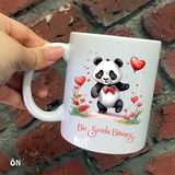 Size Özel Panda Bu Sevda Bitmez Seramik Baskılı Kupa Bardaklar - Beyaz
