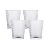 Sizikato 4'lü Klasik Dikey Çizgili Şeffaf Bardak Seti, 226 ml Su, İçecek, Meyve Suyu için İçecek Bardakları