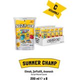 SIZZLE-POP Sızzle-Pop 200 ml x 8 Elmalı Şeftalili Ananaslı Meyve Suyu C Vitamini İçeren Yaz İçeceği - 202 ml