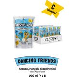 SIZZLE-POP Sızzle-Pop Dancıng Frıends Ananas Mango Yabanmersini Meyve Suyu 200 ml x 8 C Vitamini İçerir - 201 ml