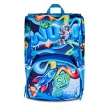 SJ GANG STYLE JAM GANG SPACE RIDE Uzatılabilir Okul Sırt Çantası, Mavi, 24L, Yan Fermuar, Gizli Füze Kanatları, 3D Astronot Uygulaması, Ön Cep, İçecek Çantası, İlkokul, Çocuk