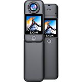 SJCAM C300 4K UHD 2160P Çift Ekranlı Ultra Batarya 2800mAh + 1000mAh WiFi 20MP 154° İnce Tasarım H.265 30 Metre Su Geçirmez Kılıflı Geniş Açılı Mini Aksiyon Kamerası Siyah