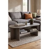 Skandi homeworks Amalfi Oval Orta Sehpa – Raflı Ahşap Modern Salon ve Oturma Odası Sehpası