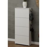 Skandi homeworks Palm Modern 4 Kapaklı Slim Ayakkabılık - Yan Askılıklı Fonksiyonel Antre Dolabı Beyaz
