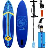 Skatinger Lethe Boards Plans Blue Sörf Tahtası Skatinger Montajlı D-Ring Halkalı Gezi-Yoga Sup Infletable Paddle Board 335 x 84 x 15 cm Full Set – Su Geçirmez Telefon Kılıfı Hediye