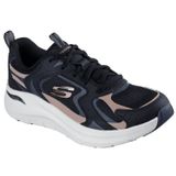Skechers Arch Fit 2.0 Vintage Luxe kadın spor ayakkabısı, Siyah deri file pembe altın süsleme, 37 EU