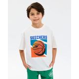 SKECHERS B Graphic Tee Oversize T-Shirt Büyük Erkek Çocuk Beyaz Tshirt SK2610006-3855