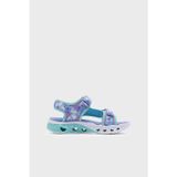 Skechers Flutter Hearts Sandal-Blurry Love Desenli Cırt Cırtlı Kız Çocuk Sandalet 303110L LVAQ Lavanta-Açık Mavi
