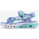 Skechers Flutter Hearts Sandalet-Blurry Love Büyük Kız Çocuk Işıklı Lavanta/açik Mavi Konforlu Tasarım - Mor - Mavi