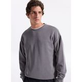 Skechers Gri Erkek Kapüşon Regular Fit Sweatshirt S2510041-1767 Loose Crewneck Swea