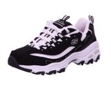 Skechers Kız çocukları için D'lites Jungle Adventure Modaya uygun spor ayakkabı,Black Trubuck White Mesh Silver Trim,40 EU