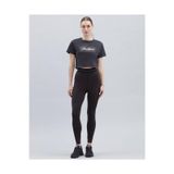 Skechers S221460-001 Shiny Logo Bisiklet Yaka Normal Kalıp Düz Siyah Kadın T-Shirt