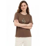 Skechers S2610050-2210 W Oversize Fit Graphi Kahve Kadın T-Shirt