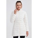 Skechers W Essential Maxi Length Hooded Jacket Uzun Boy Kadın Parka Mont Kırık Beyaz - XS