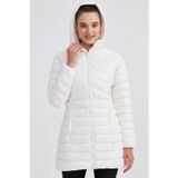 Skechers W Essential Maxi Length Hooded Jacket Uzun Boy Kadın Parka Mont Kırık Beyaz