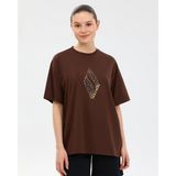 Skechers W Oversize Fit Graphic T-Shirt Kadın Kahverengi Tshirt S2610050-2210