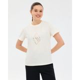 Skechers W Regular Fit Graphic T-Shirt Kadın Beyaz Tshirt S2610049-3855 - XS