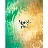 Sketch Book: Green Gold Flow: Blank Sketchbook, 8.5 x 11 in, 120 Pages for Drawing, Sketching, Painting and Doodling