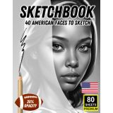 Sketchbook: 40 American Faces to Sketch – Full-Page Portraits at 20% Opacity for Tracing & Shading Practice