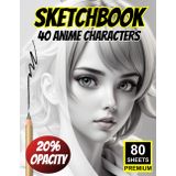 Sketchbook: 40 Anime Characters To Sketch - Practice Faces for Drawing - Light Opacity Anime-Inspired Templates