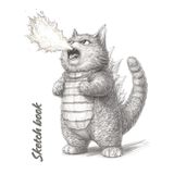 Sketchbook – Cat in a Dinosaur Costume Breathing Fire: Perfect for artists of all levels who love fun and imaginative designs. Size 8x11 inches and 100 pages.