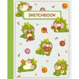 Sketchbook: Cute Dinosaur & Cookies Kawaii Sketch Book & Drawing Notebook for Kids to Doodle & Draw | White Blank Pages