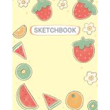 Sketchbook: Cute Fruits Cover Design, Large Sketch Pad, Blank paper for Drawing or Doodling, 110 Pages - Black & White Interior