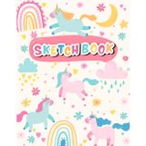 Sketchbook: Cute unicorn rainbow pattern, Large Blank Sketchbook for Girls, For Drawing, Sketching & Crayon Coloring, 110 Pages, 8.5" x 11"